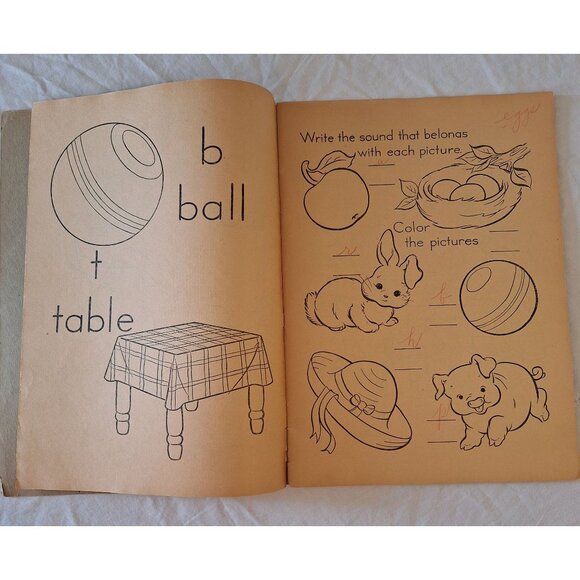 Vintage 1945 Sound And Say Phonics Coloring Book Most Pages Uncolored Merrill - Picture 3 of 9